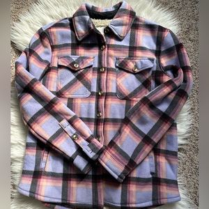 Sage Collective purple plaid flannel